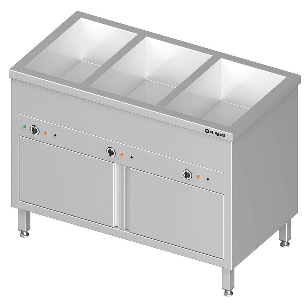 Bain-Marie Standgerät mit geschlossenem Unterbau und separaten Becken, für 4x GN1/1410x600x850 mm