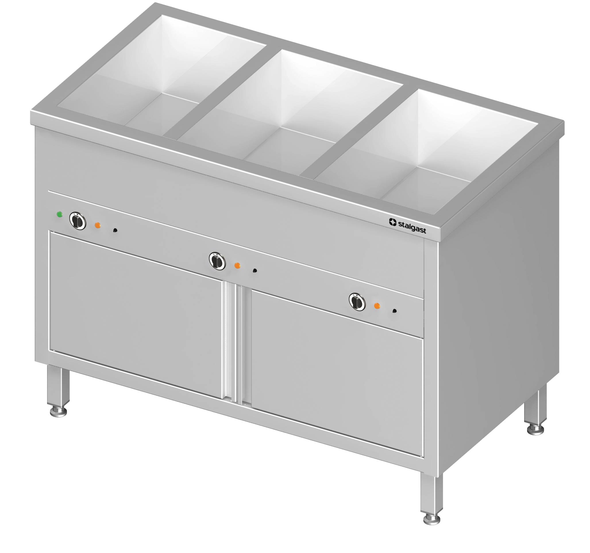 Bain-Marie Standgerät mit geschlossenem Unterbau und separaten Becken für 2x GN1/760x600x850 mm