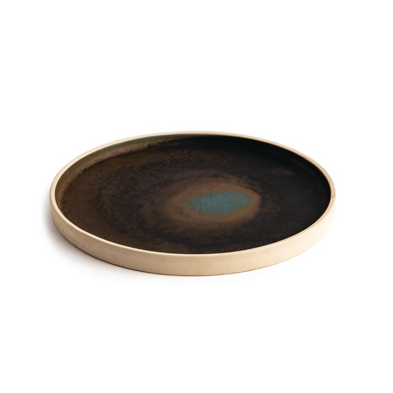 FA322_2 Olympia Canvas flacher runder Teller dunkelgrün 25cm