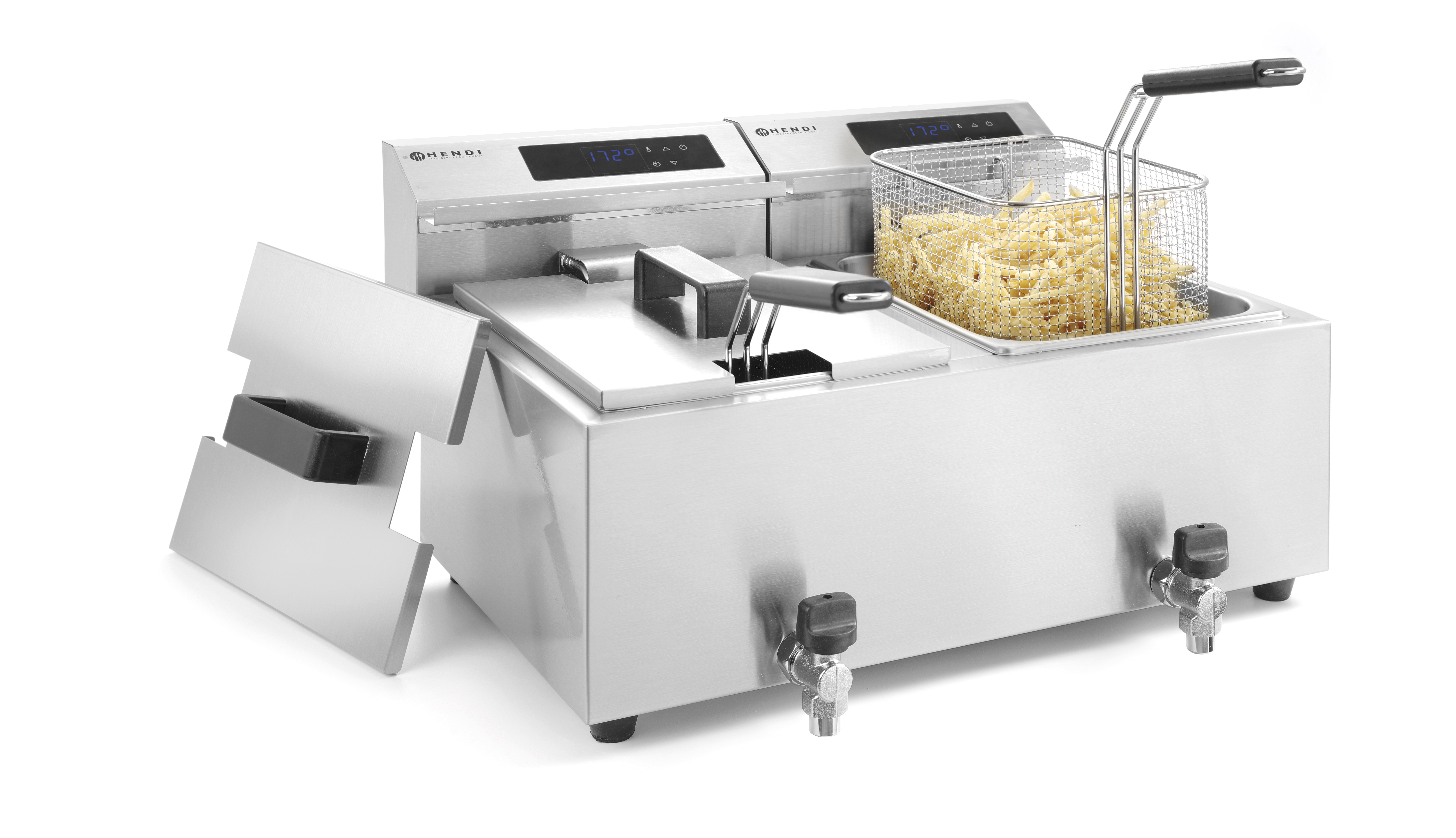 Friteuse Mastercook digital- mit Ablasshahn 2 x 8 l