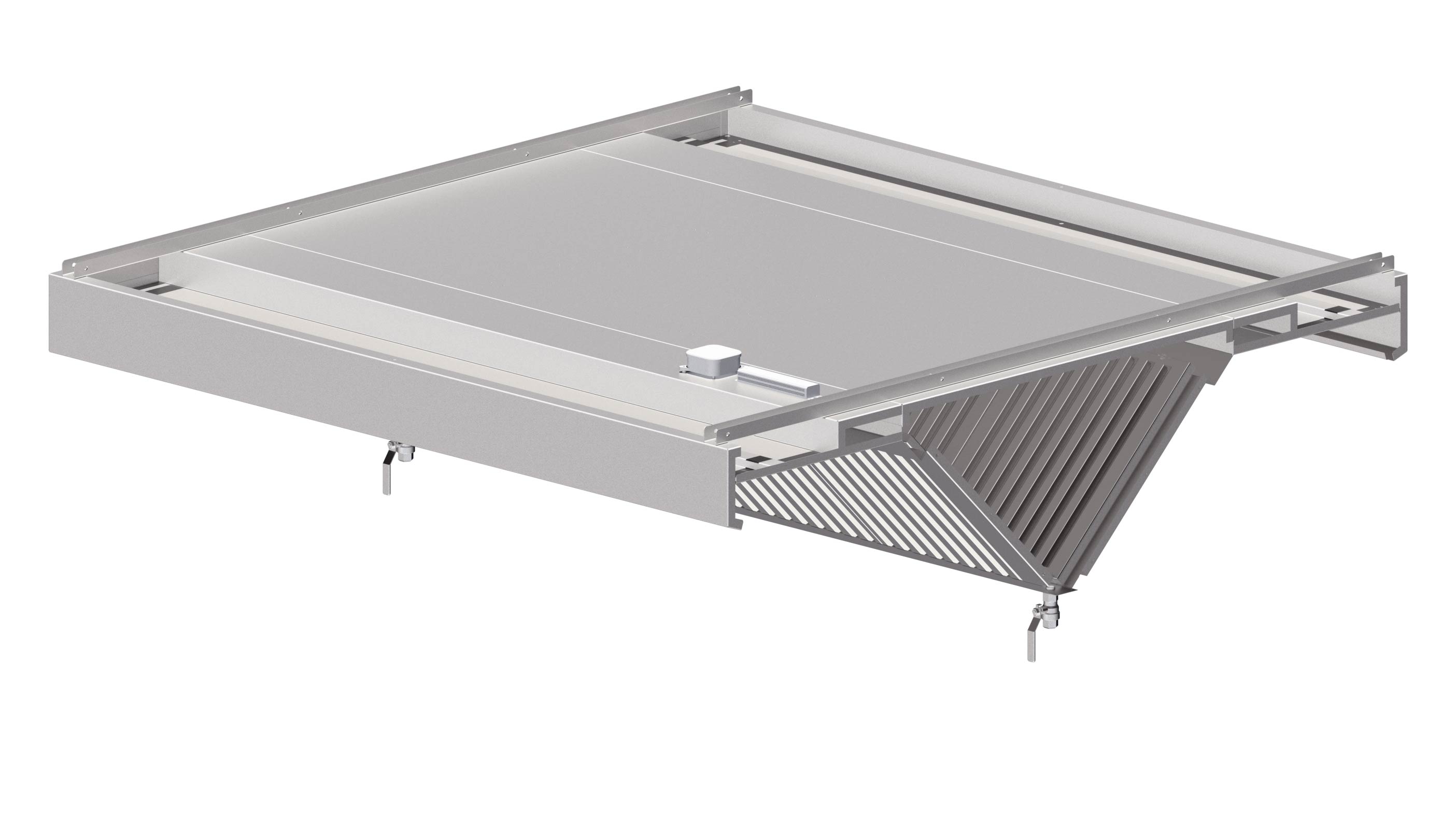 DH00-v259EaMZNV9ZCPd Deckenhaube 2200 mm tiefe, schrägform mit Flammschutzfilter Typ B