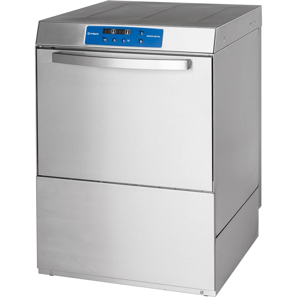 801565V04 Edelstahl Geschirrspülmaschine Digital Power GN1/1 mit Klarspül-,
 Klarspülmittel- und Reinigerdosie
