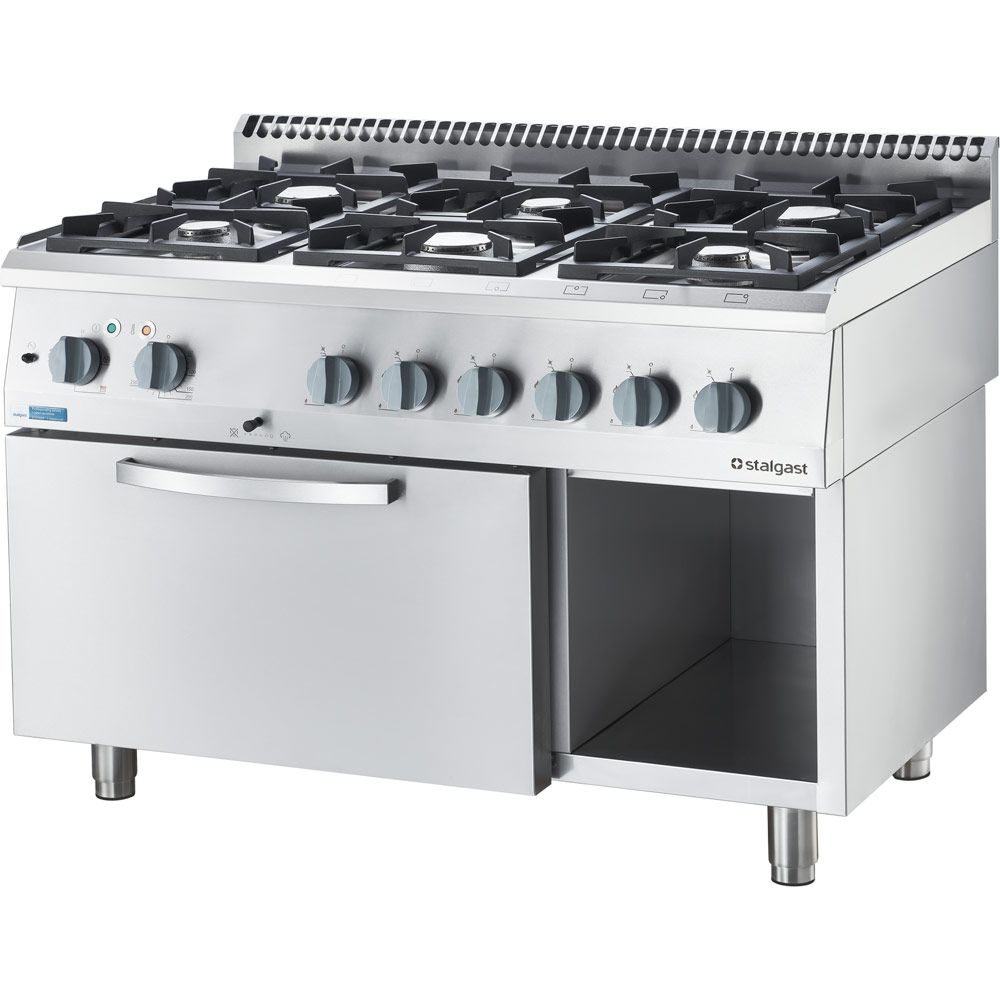 971431 Gasherd Basic mit 6 Brennern (3x3,5+3x5), Elektro-Umluft-Backofen GN1/1 und Regalfach, Serie 700 ND