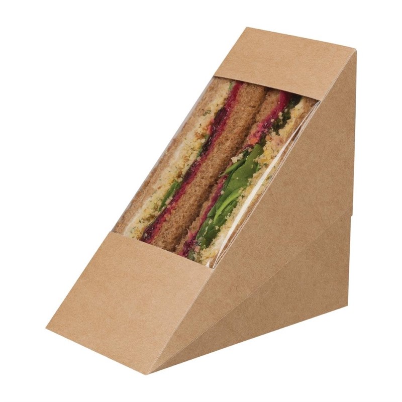 FA390_1 Colpac Zest Kompostierbare Pappboxen für Sandwichecken mit Acetat-Sichtfenster