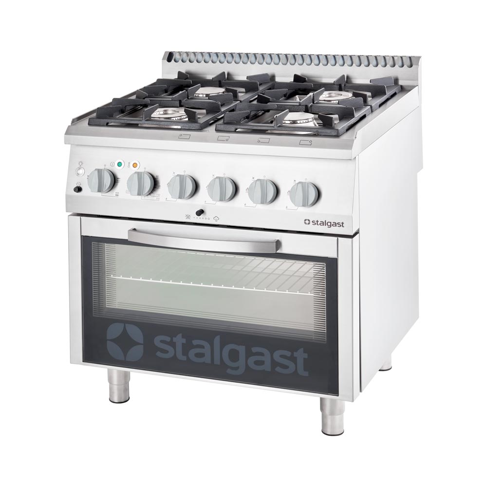 Gasherd mit 4 Brennern (3,5+5+2x7) und Elektro-Backofen GN2/1, Serie 700 ND