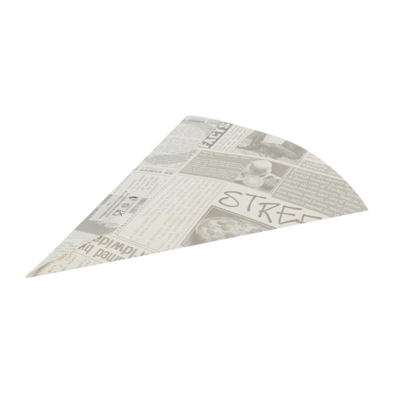 CE230_5 Colpac biologisch abbaubare Pommes Spitztüten mit Zeitungsmotiv