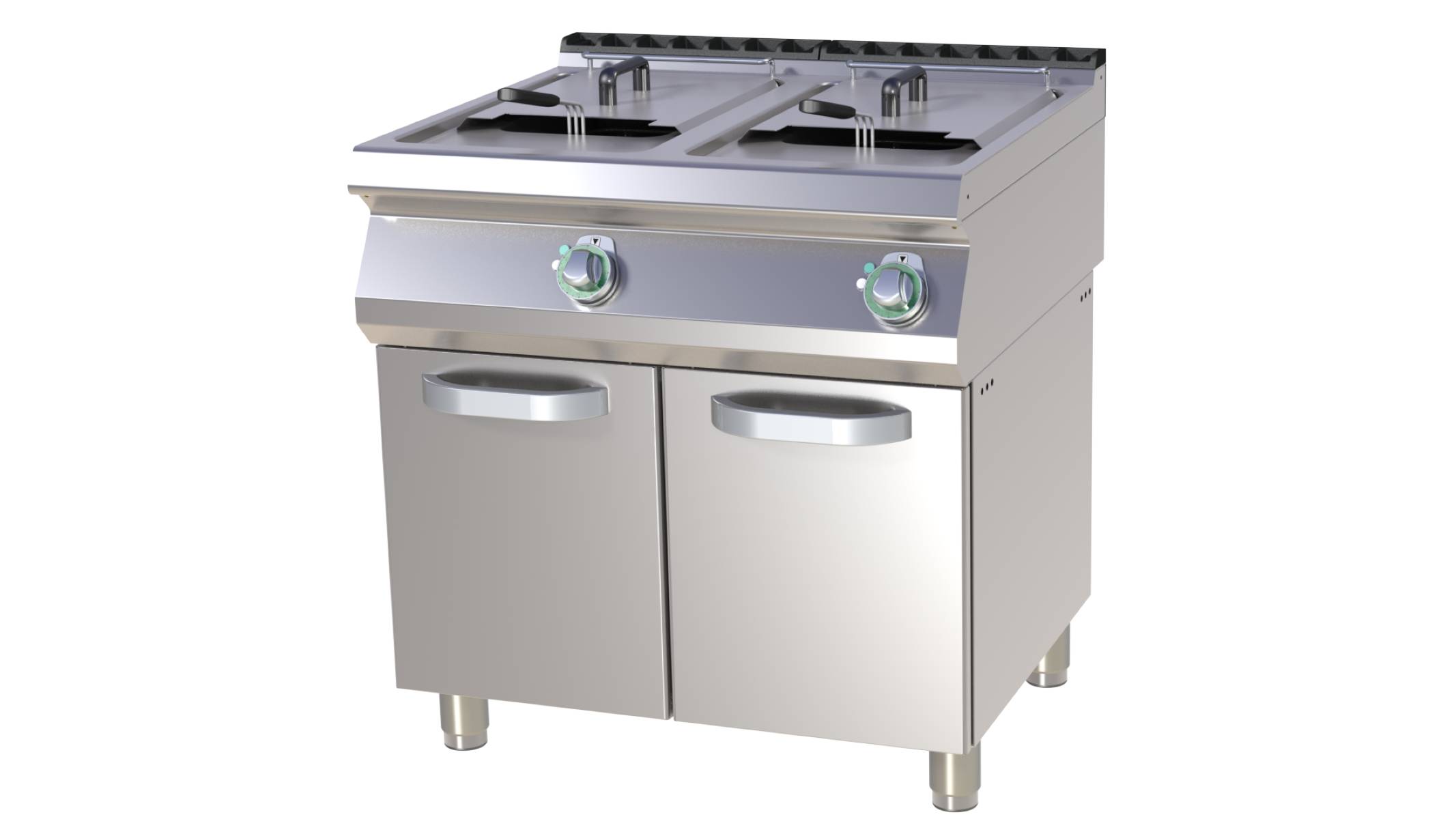 Elektro-Fritteuse mit Unterschrank 2x 13 Liter
