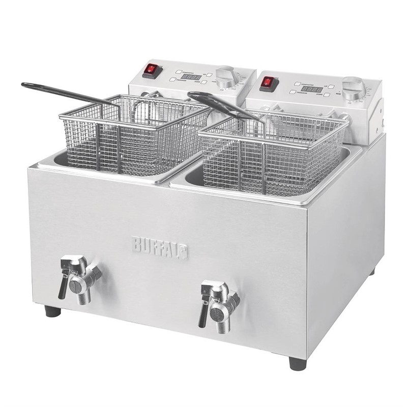 Buffalo Doppelfritteuse 2 x 8L 2,9kW mit Timer