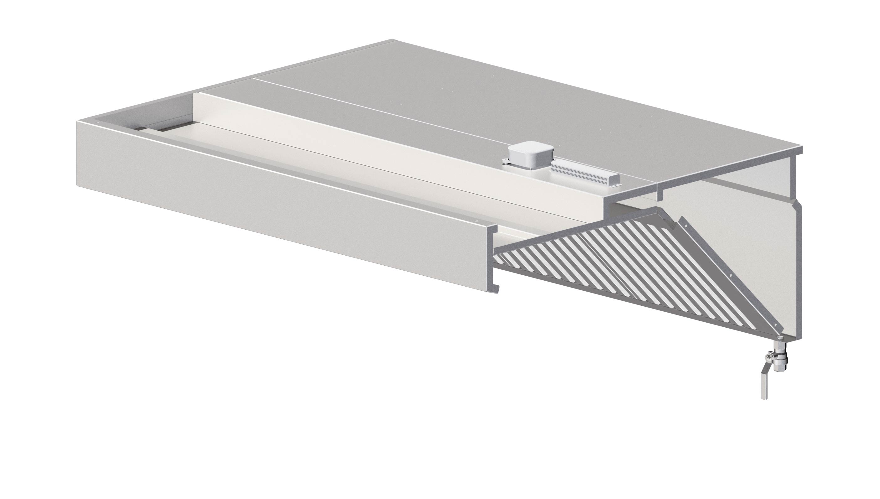 WH00-v2AapcdXvSRrgzF Wandhaube 1100 mm tiefe, schrägform mit Flammschutzfilter Typ B
