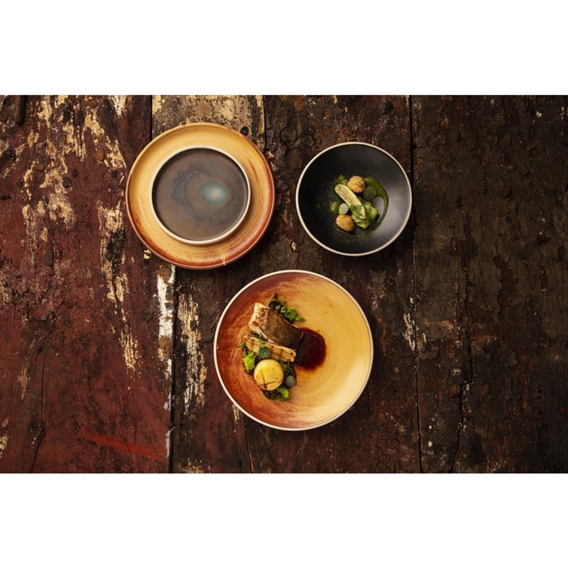 FA310_9 Olympia Canvas runder Teller mit schmalem Rand siena-rost 26,5cm