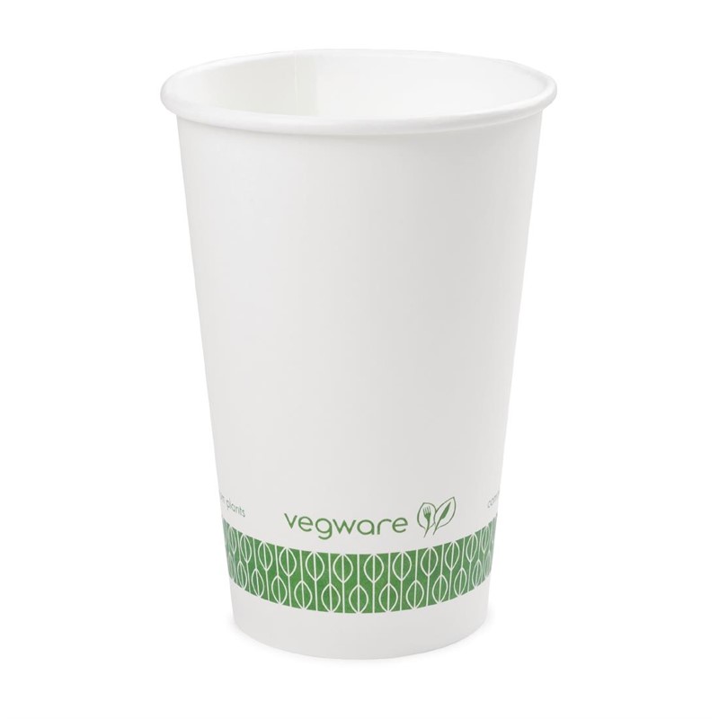 DW620_1 Vegware kompostierbare Heißgetränkebecher 45,5cl Weiß