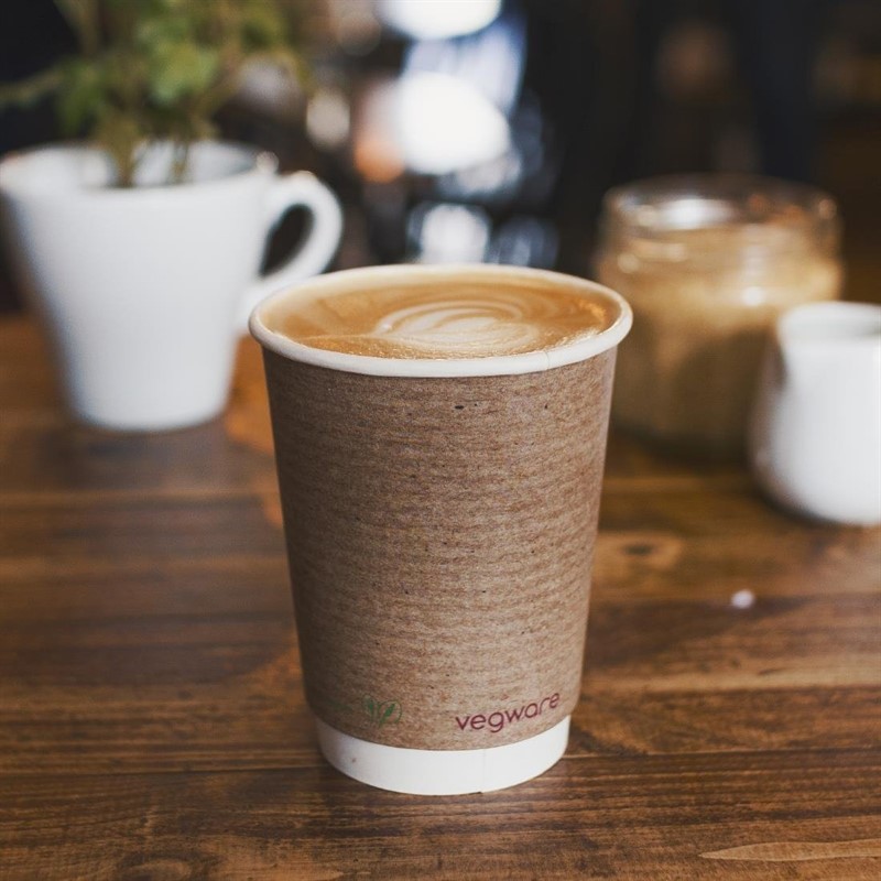GH021_6 Vegware Kompostierbare doppelwandige Heißgetränkebecher 340ml