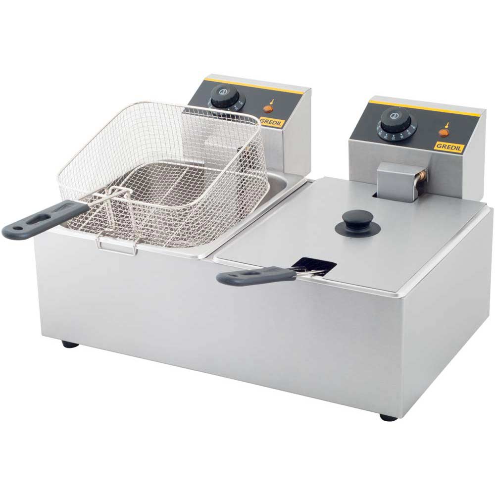 746100 GREDIL Fritteuse mit zwei Becken, 2 x 5 Liter, Abmessung 540 x 420 x 270 mm (BxTxH)
