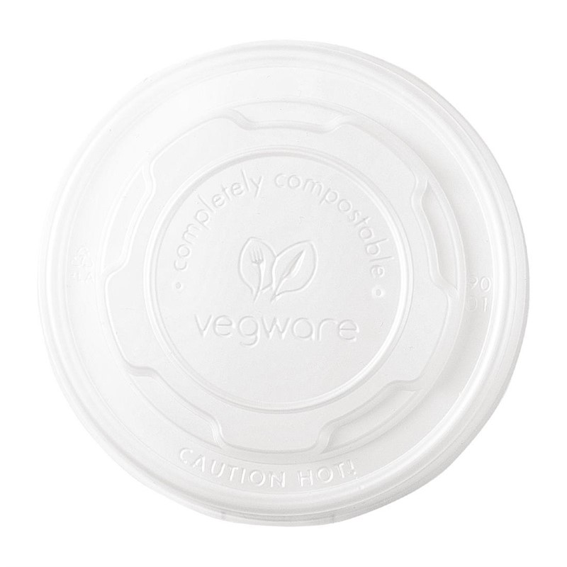 GH166_1 Vegware kompostierbare flache Deckel für Suppen- und Universalbecher 23cl