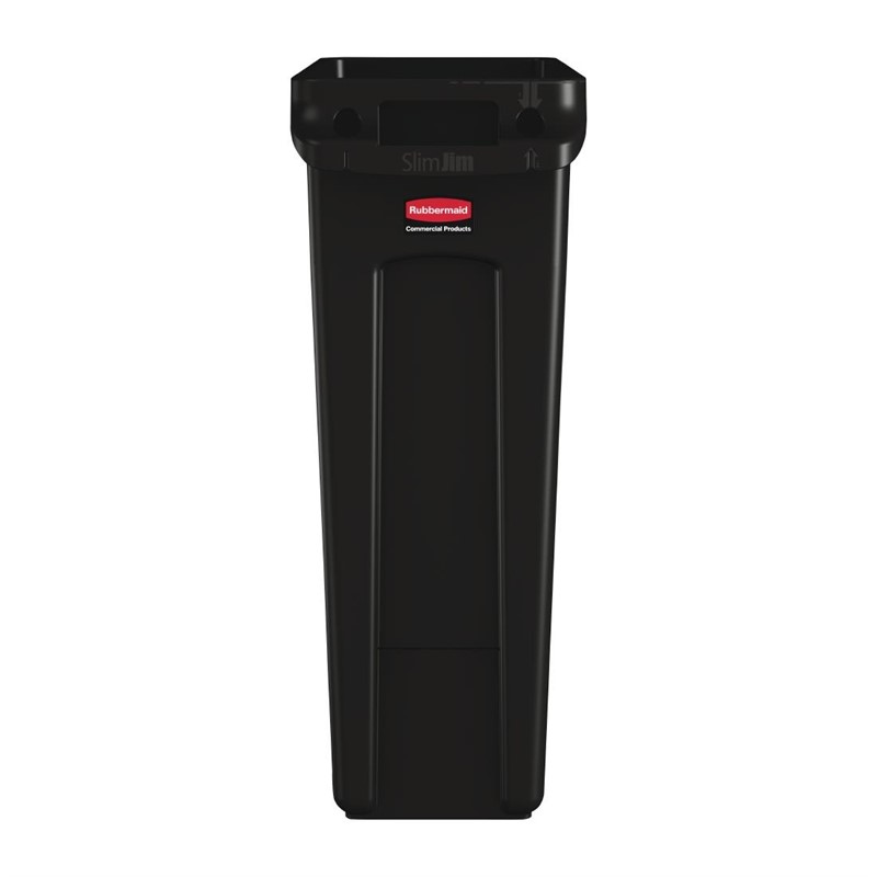 Rubbermaid Slim Jim Abfalleimer mit Entlüftungsschlitzen schwarz 87L